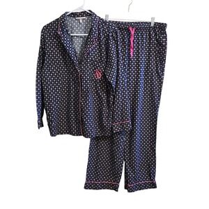 Victoria's Secret  SZ Medium Long Sleeve PJ Set Black